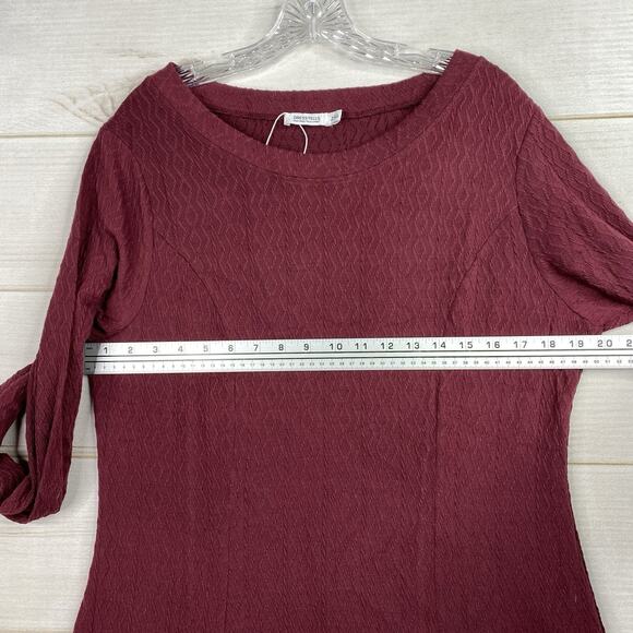 DressTells Dress 2XL Burgundy Long Sleeve Knit Pullover Textured Geometric NWT - Picture 4 of 6